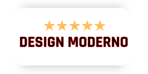 Imagem com a palavra design moderno e 5 estrelas amarelas