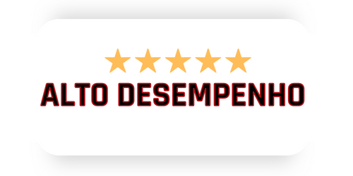 Imagem com a palavra alto desempenho e 5 estrelas amarelas